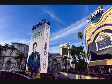 Donny Osmond marquee outside Harrah's Las Vegas advertising his residency