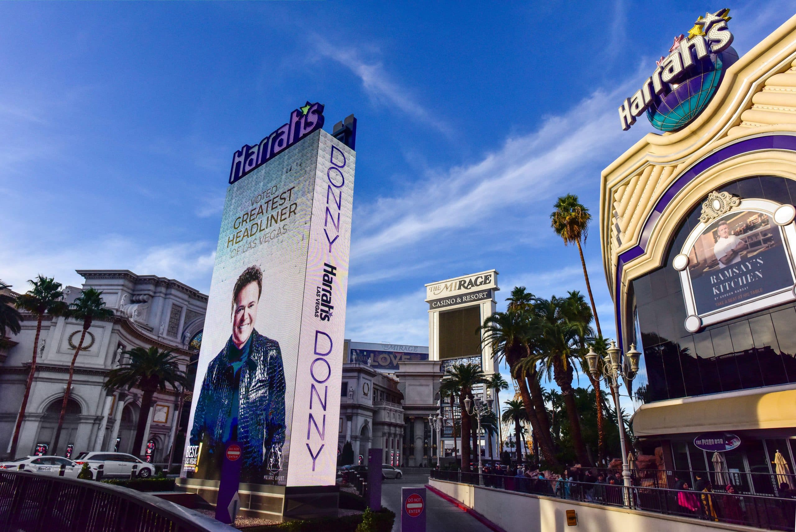 Donny Osmond marquee outside Harrah's Las Vegas advertising his residency