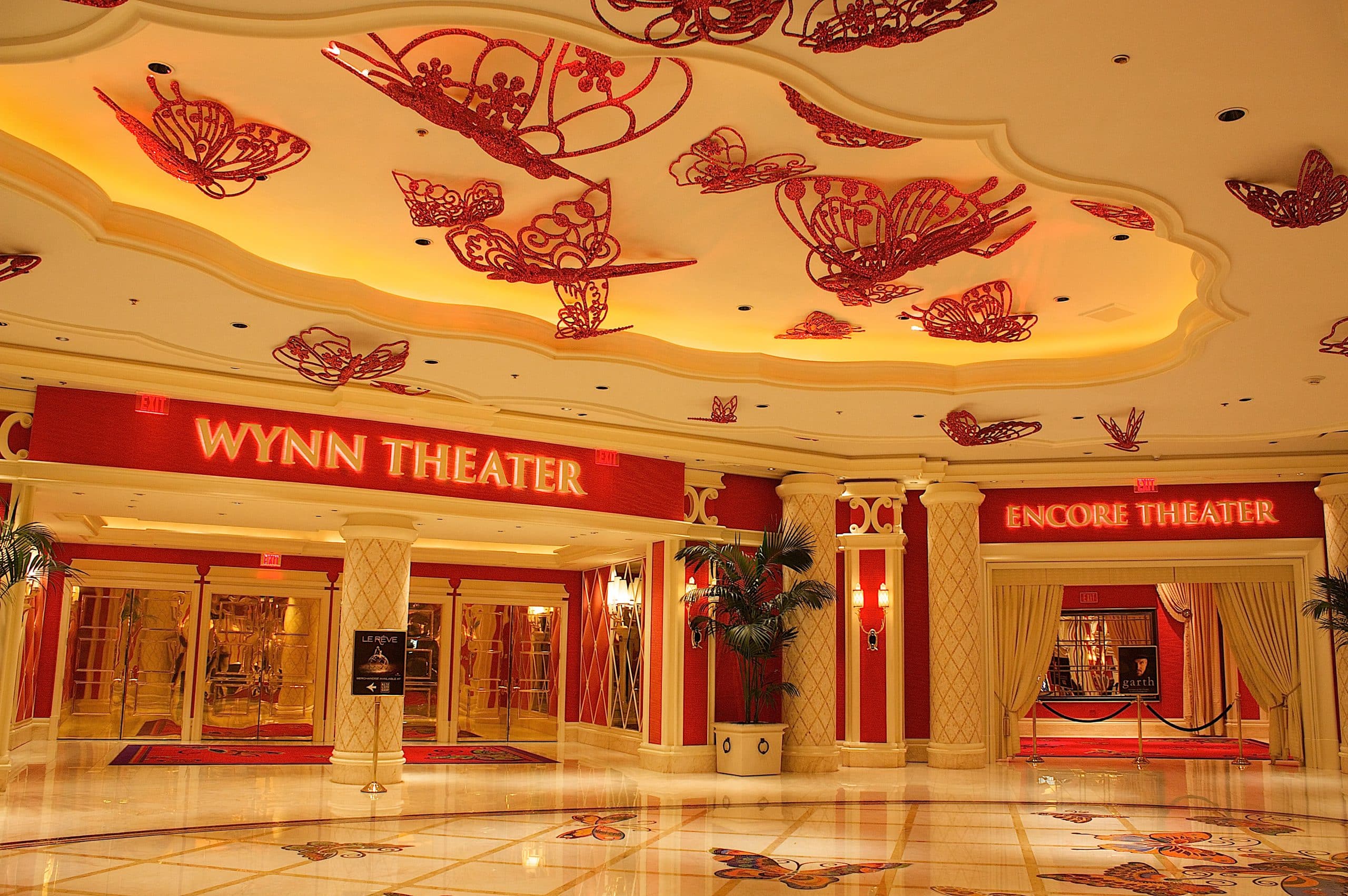 Encore Theater and Wynn Theater entrance signage inside Wynn Las Vegas