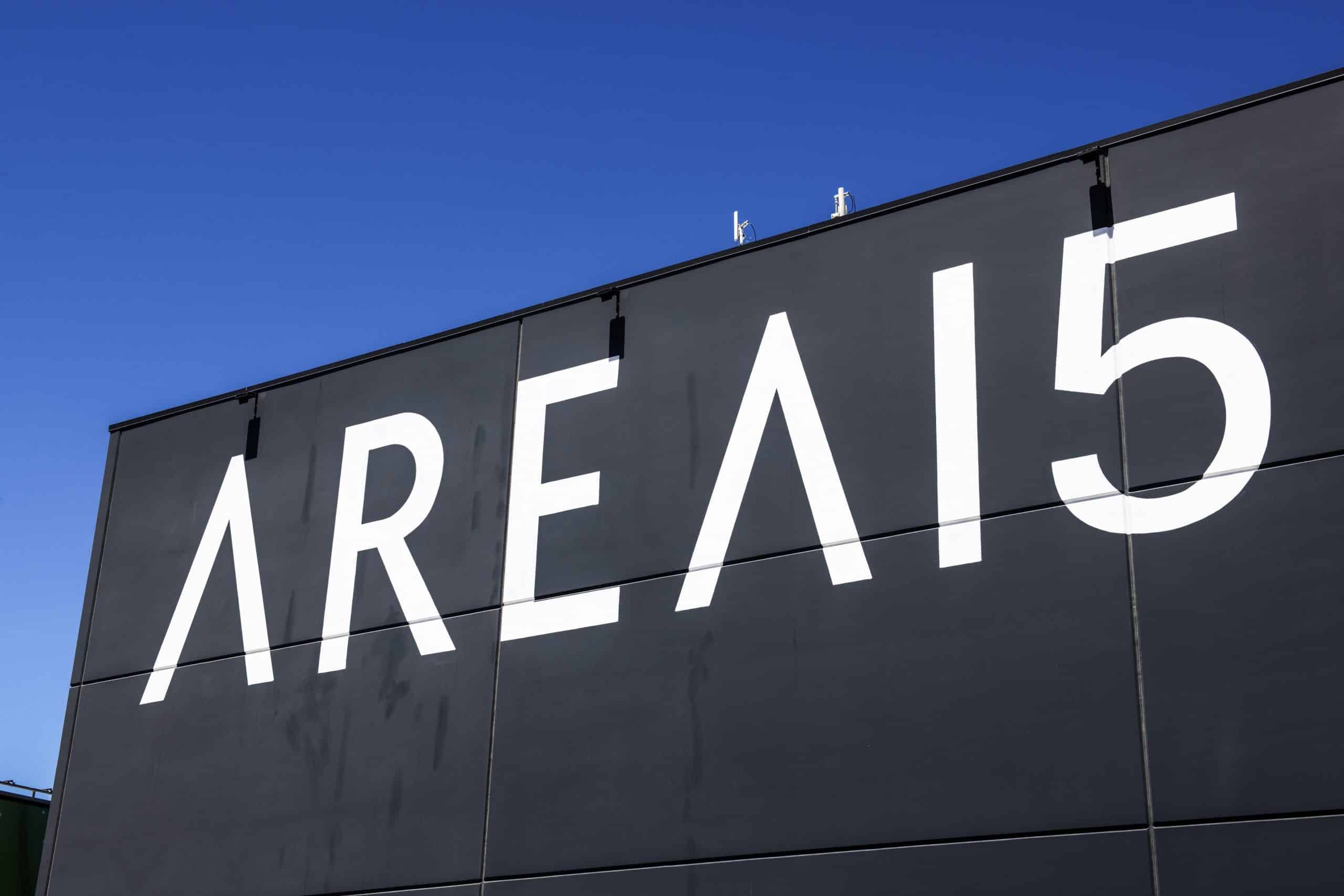 AREA15 Las Vegas exterior building sign, home to Universal Horror Unleashed and Meow Wolf's Omega Mart