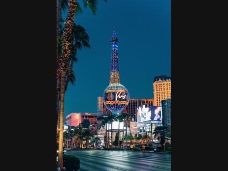 Las Vegas Strip lit up at night during festival season