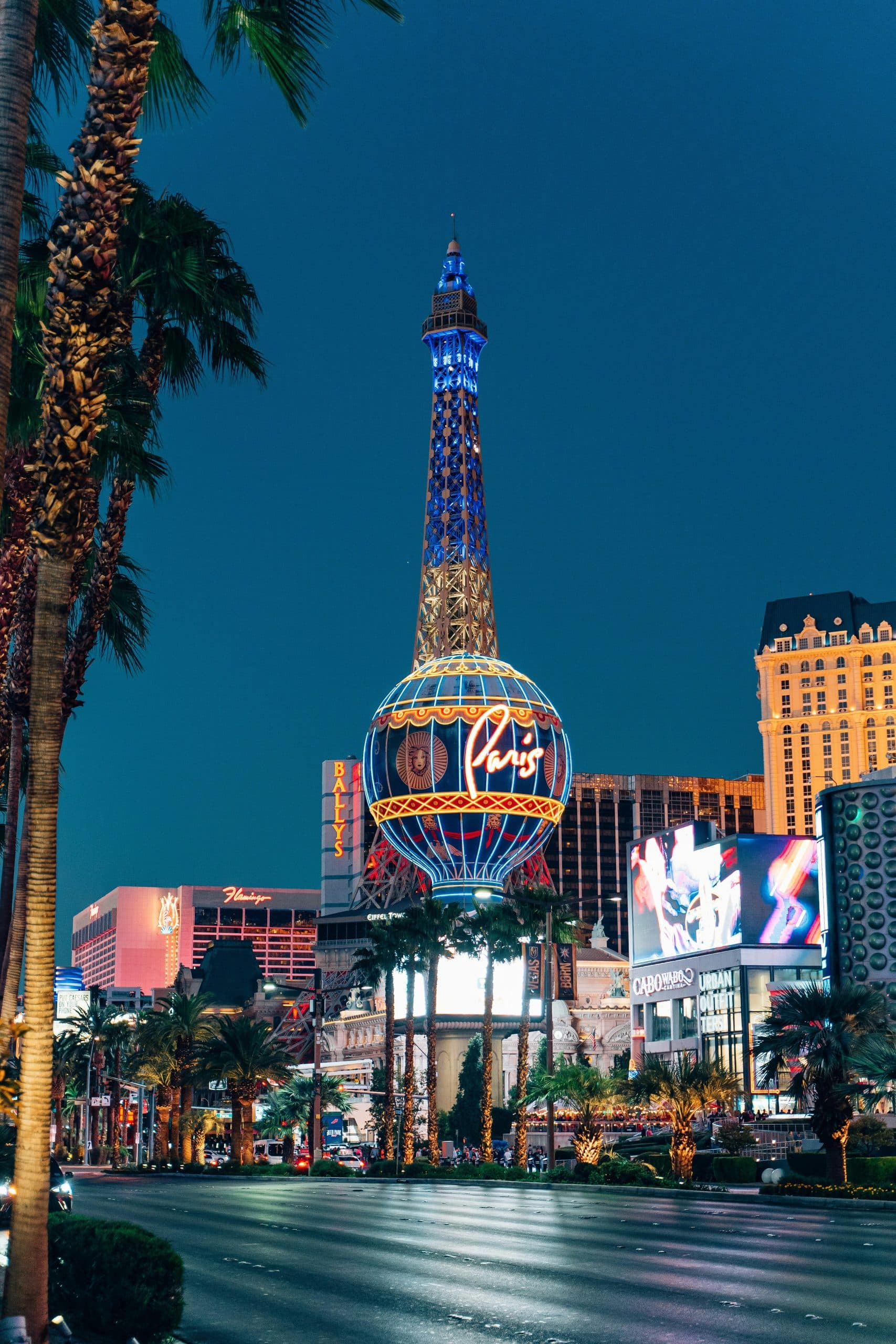 Las Vegas Strip lit up at night during festival season