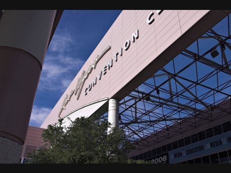 Las Vegas Convention Center exterior sign, host venue for SEMA Fest 2026