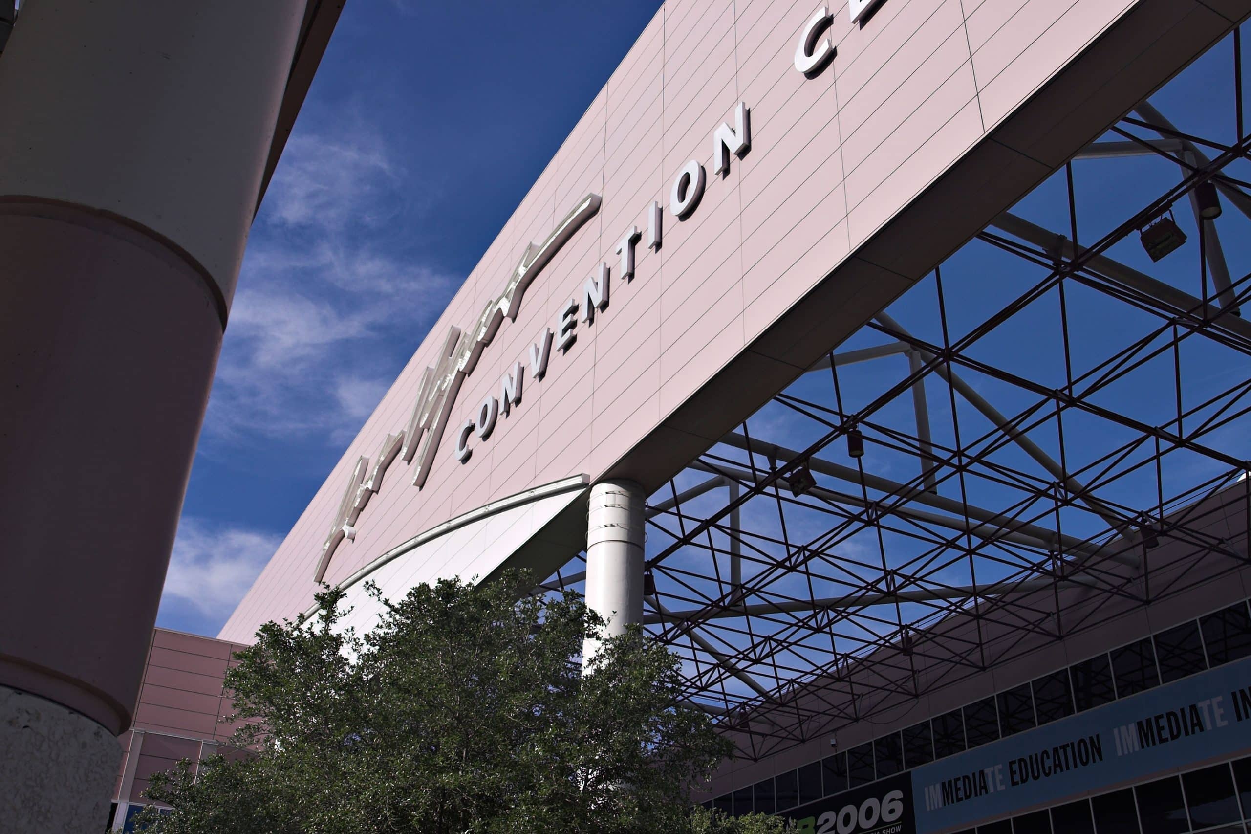 Las Vegas Convention Center exterior sign, host venue for SEMA Fest 2026